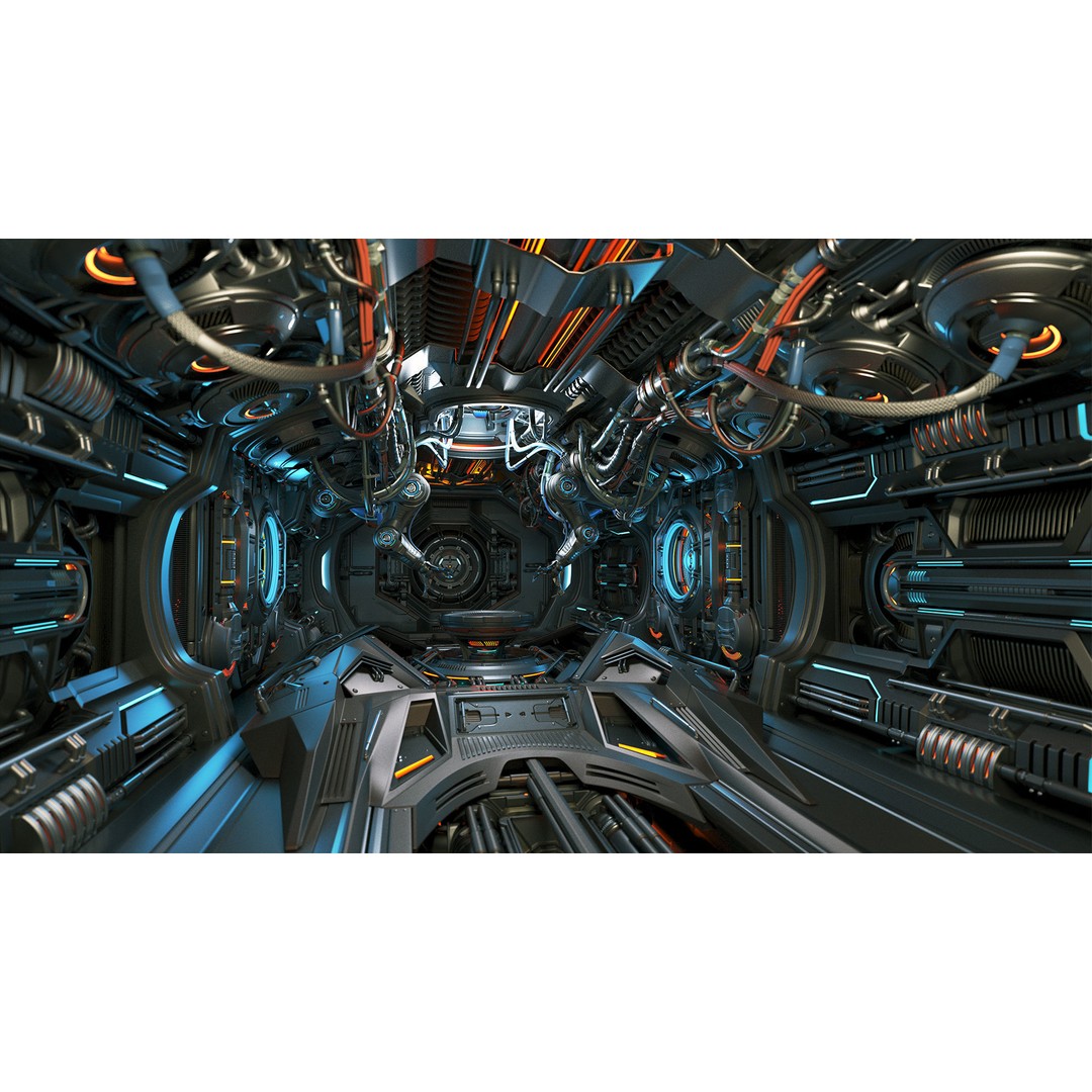 Sci-Fi Assembly Lab 3D Model – Rigged Subdivision Geometry, FBX, OBJ - View 4