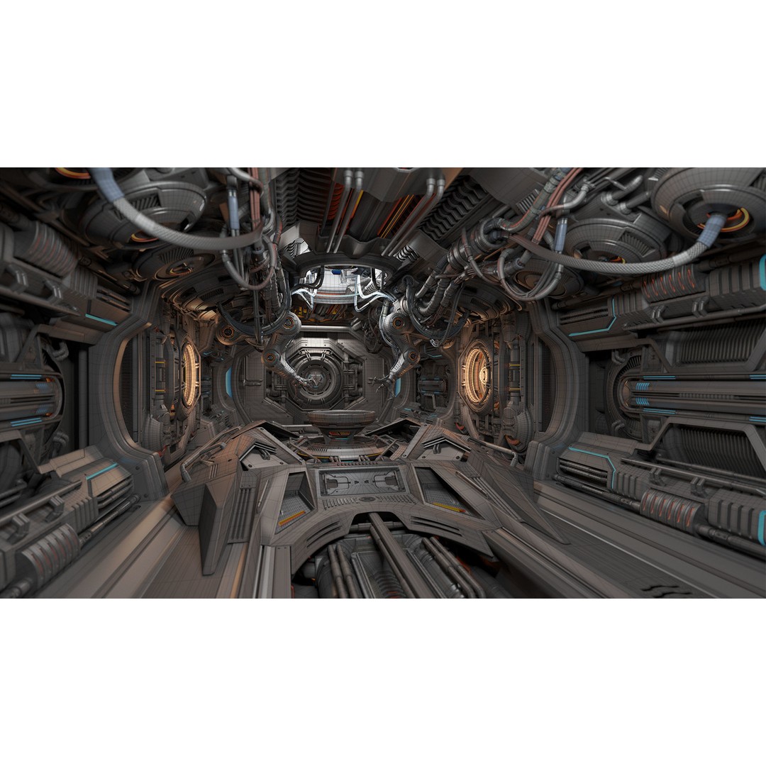 Sci-Fi Assembly Lab 3D Model – Rigged Subdivision Geometry, FBX, OBJ - View 5