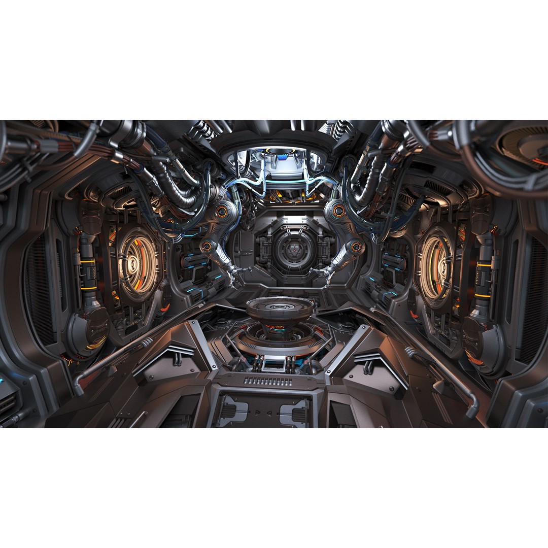 Sci-Fi Assembly Lab 3D Model – Rigged Subdivision Geometry, FBX, OBJ - View 6