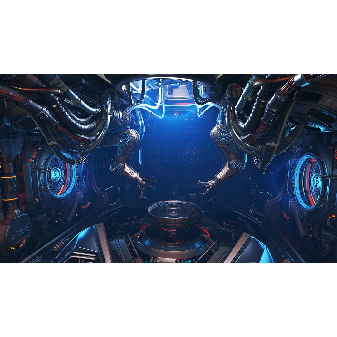 Sci-Fi Assembly Lab 3D Model – Rigged Subdivision Geometry, FBX, OBJ - View 7