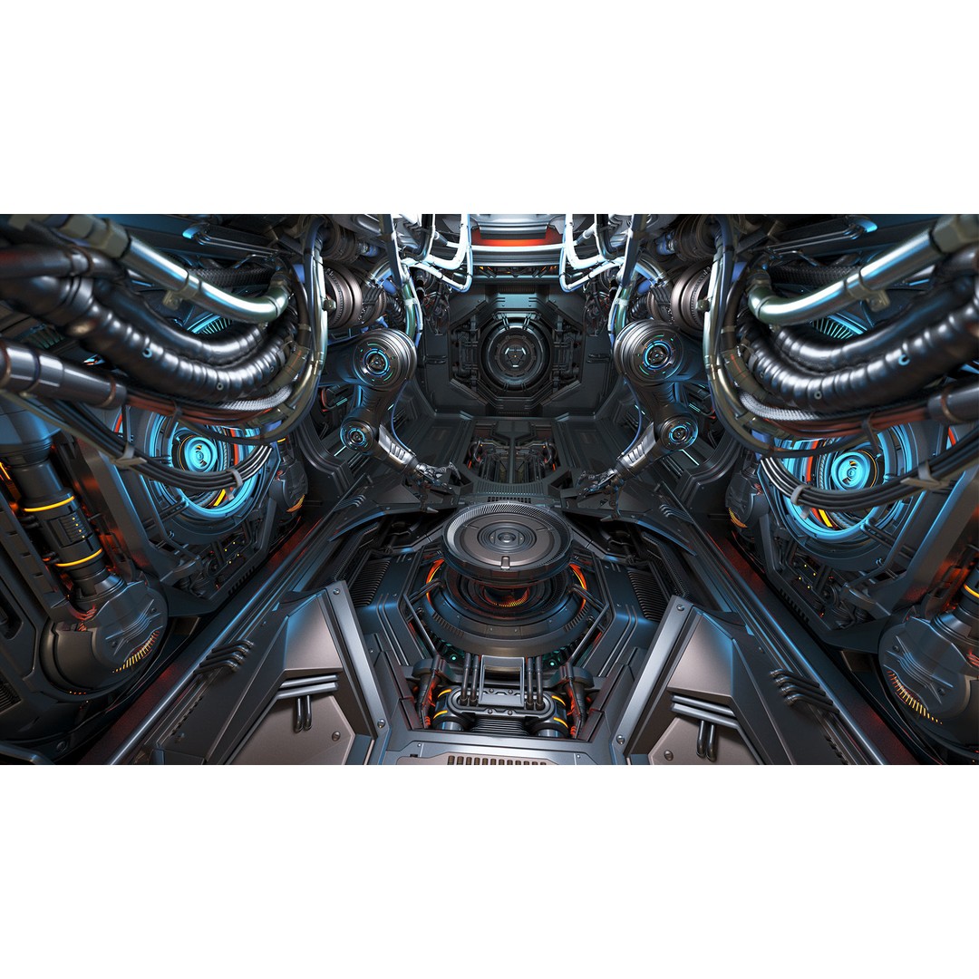 Sci-Fi Assembly Lab 3D Model – Rigged Subdivision Geometry, FBX, OBJ - View 8