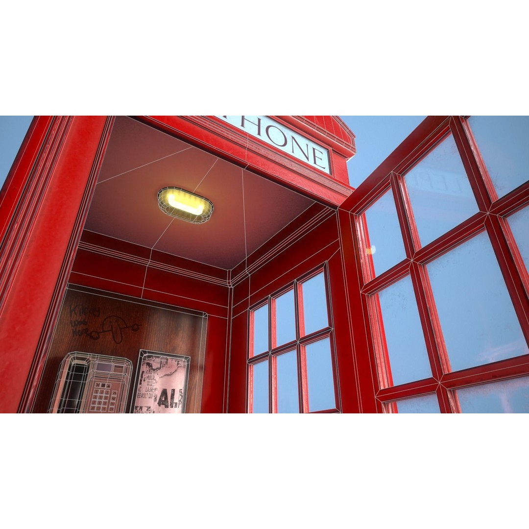 Telephone Box 3D Model – Low Poly Architectural Asset, FBX, PBR