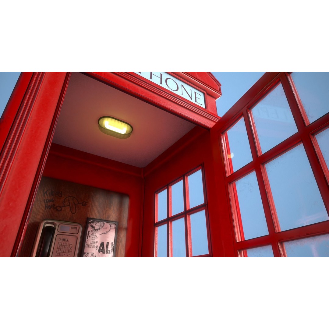 Telephone Box 3D Model – Low Poly Architectural Asset, FBX, PBR - View 10
