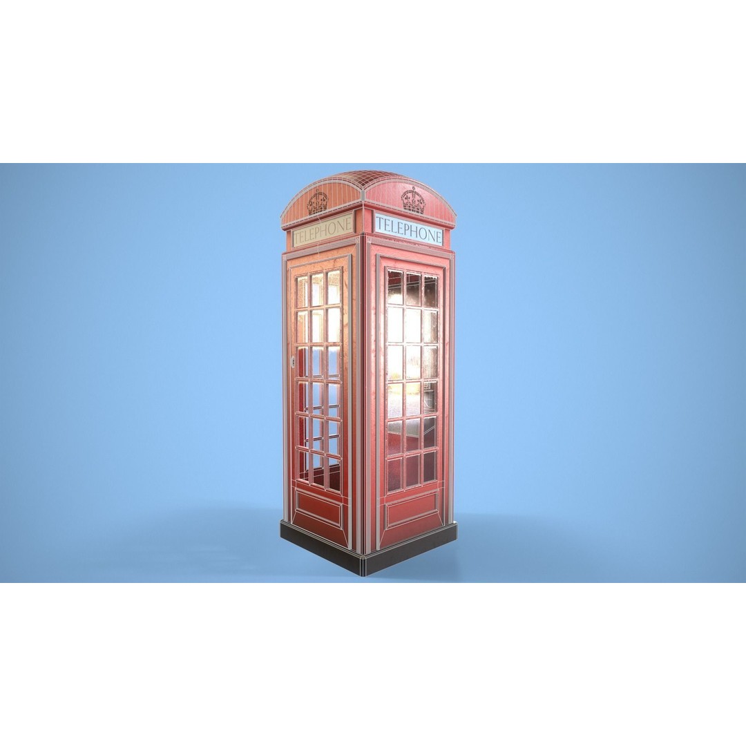 Telephone Box 3D Model – Low Poly Architectural Asset, FBX, PBR - View 11