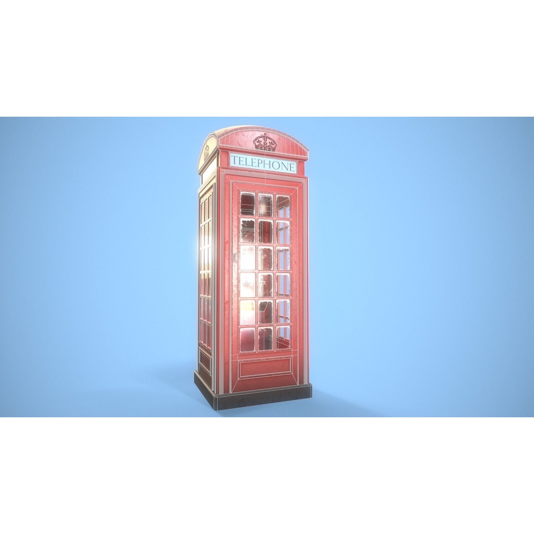 Telephone Box 3D Model – Low Poly Architectural Asset, FBX, PBR - View 12