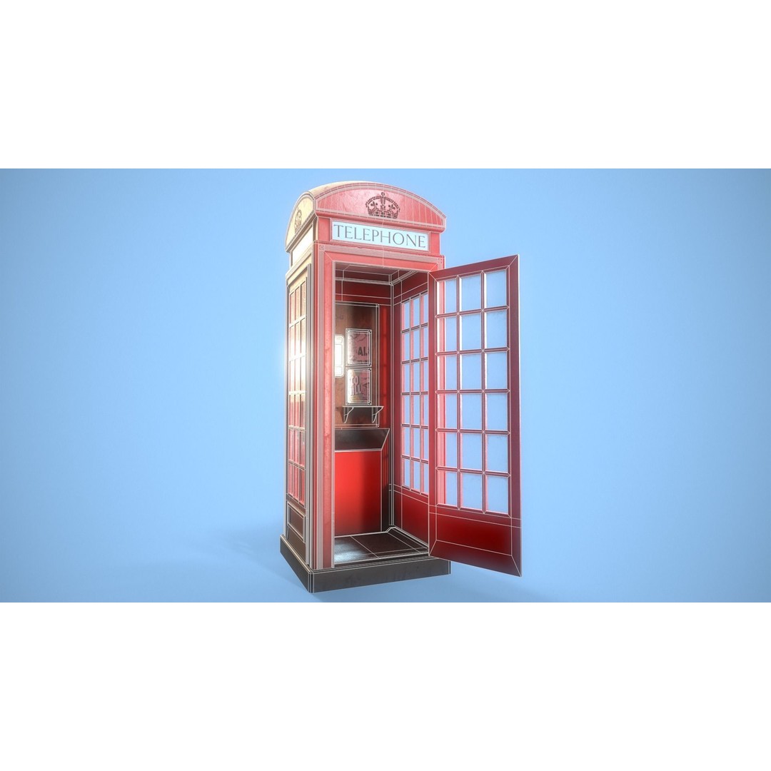 Telephone Box 3D Model – Low Poly Architectural Asset, FBX, PBR - View 13
