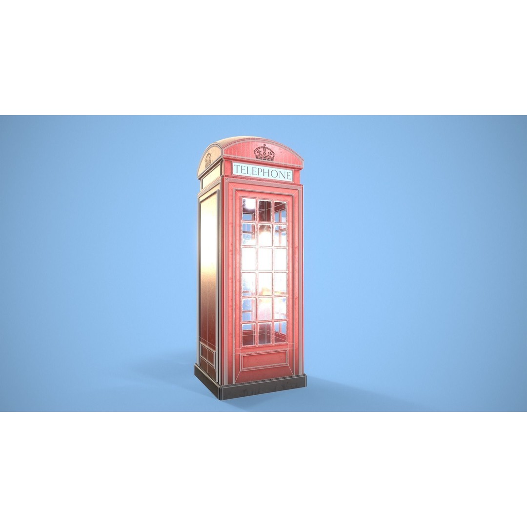 Telephone Box 3D Model – Low Poly Architectural Asset, FBX, PBR - View 14