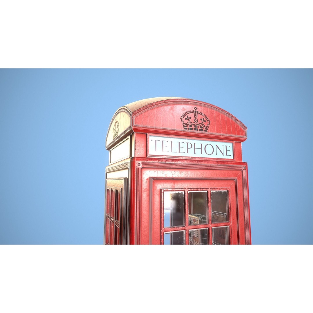 Telephone Box 3D Model – Low Poly Architectural Asset, FBX, PBR - View 15