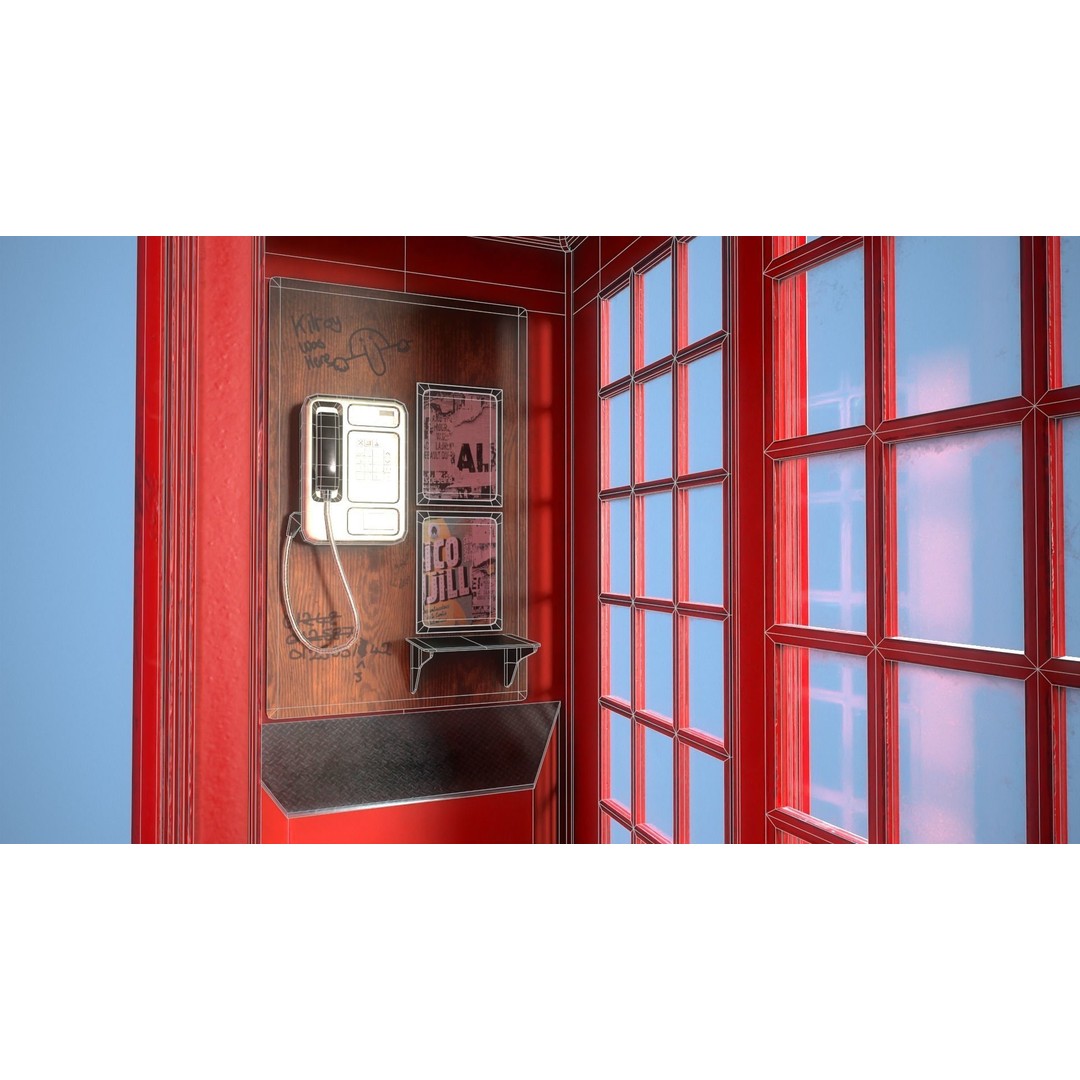 Telephone Box 3D Model – Low Poly Architectural Asset, FBX, PBR - View 16