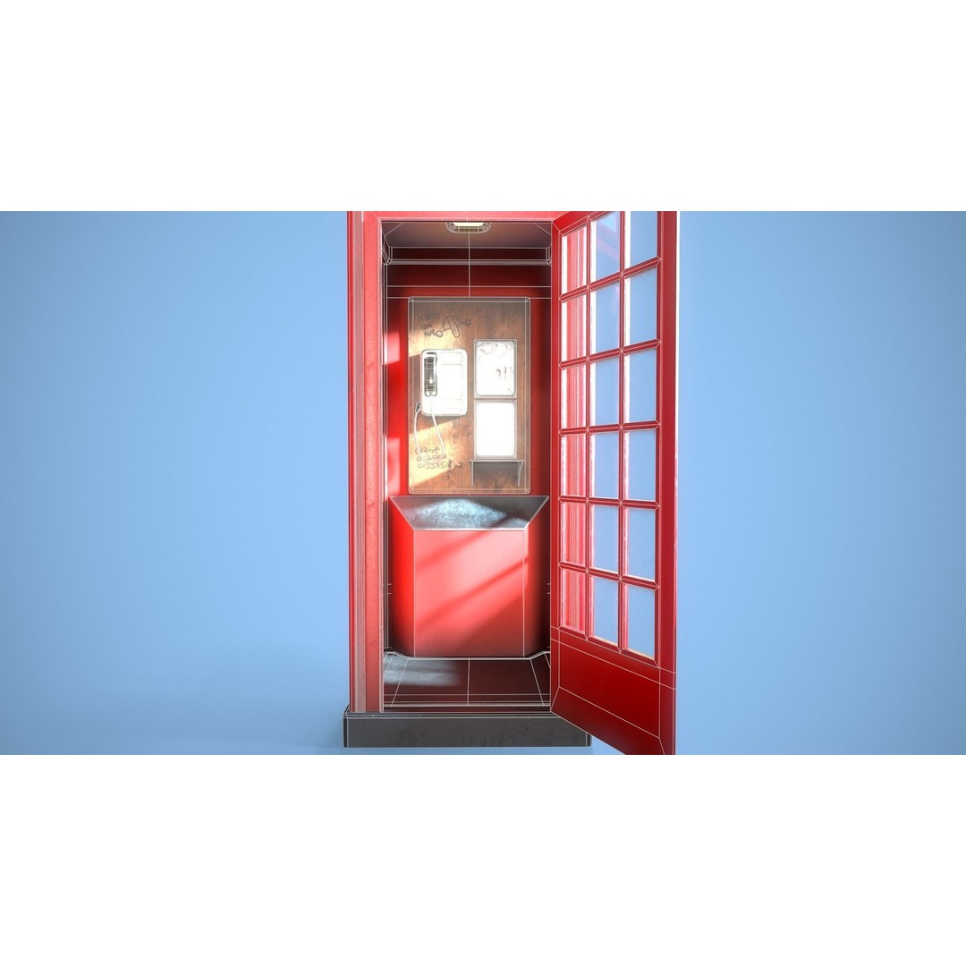 Telephone Box 3D Model – Low Poly Architectural Asset, FBX, PBR - View 18