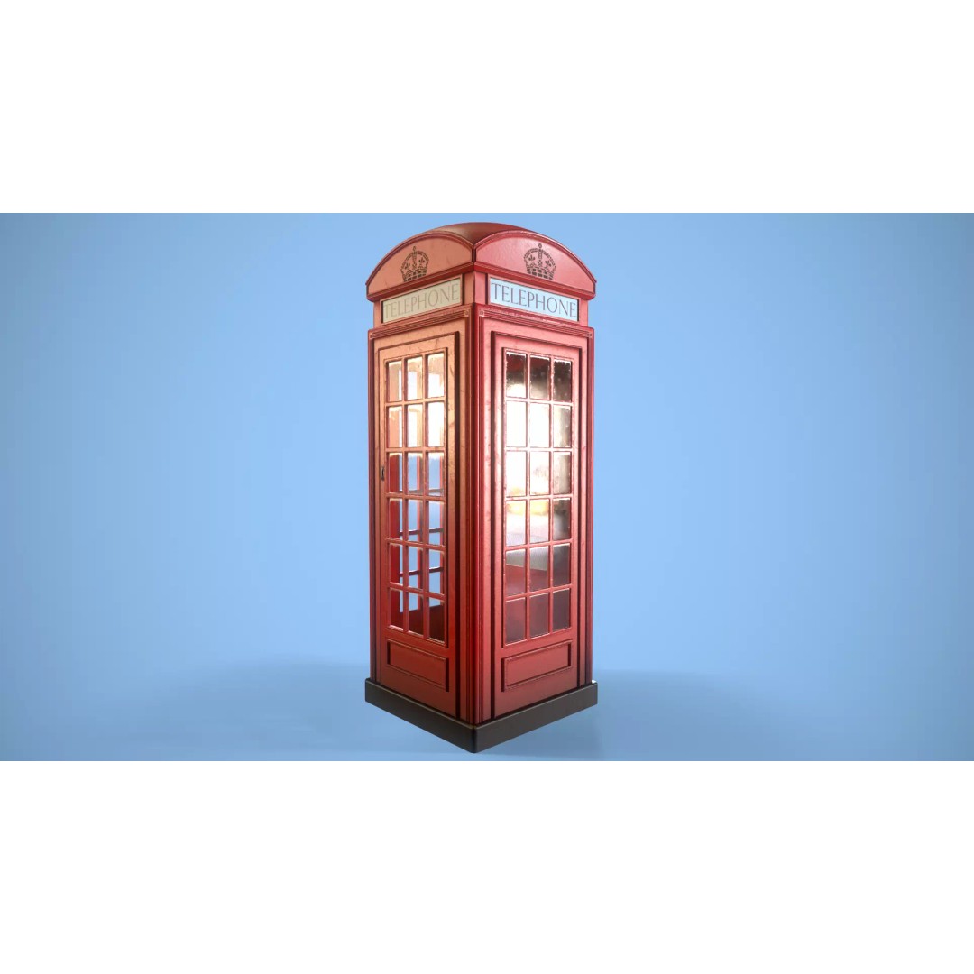 Telephone Box 3D Model – Low Poly Architectural Asset, FBX, PBR - View 2