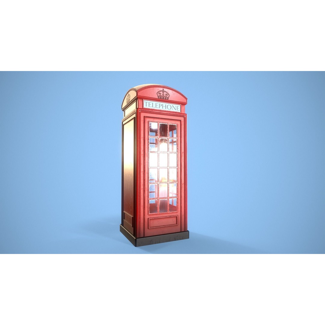 Telephone Box 3D Model – Low Poly Architectural Asset, FBX, PBR - View 4