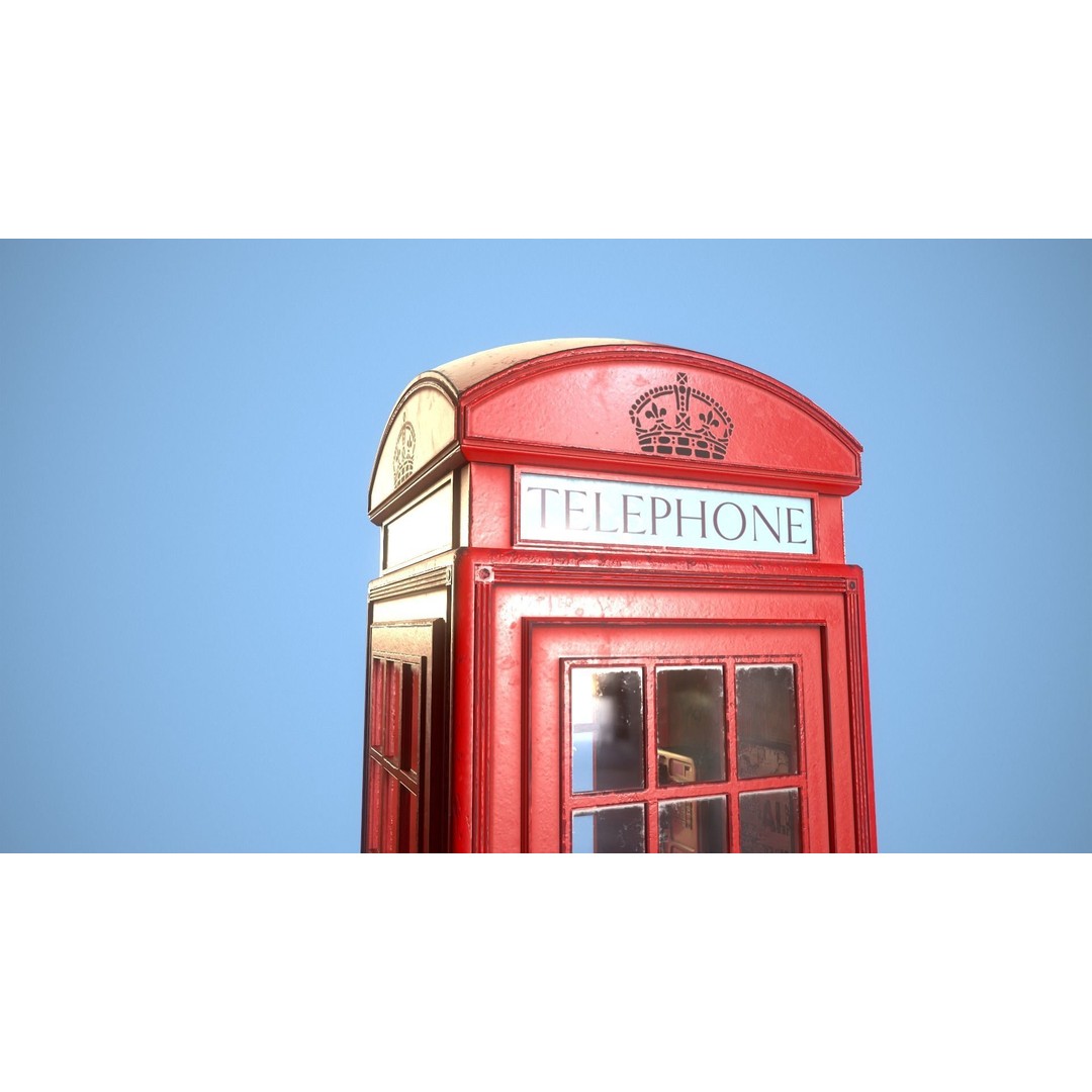 Telephone Box 3D Model – Low Poly Architectural Asset, FBX, PBR - View 6