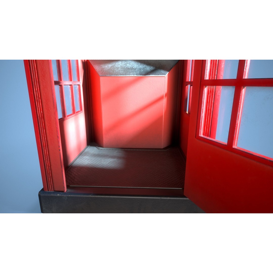 Telephone Box 3D Model – Low Poly Architectural Asset, FBX, PBR - View 8