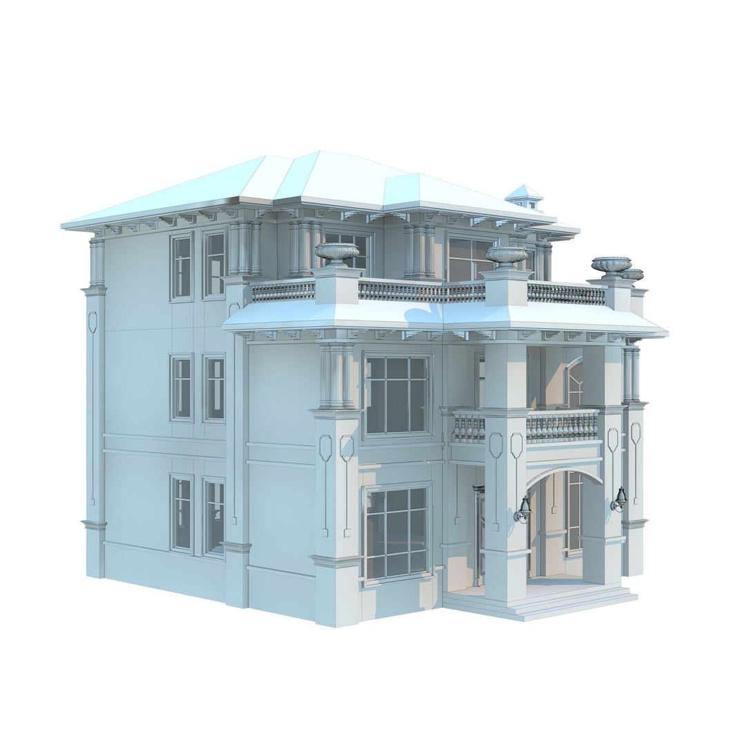 Luxury Villa 3D Model – High Poly Architectural Design, FBX & OBJ - View 11