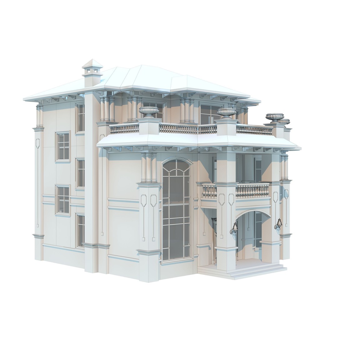 Luxury Villa 3D Model – High Poly Architectural Design, FBX & OBJ - View 12
