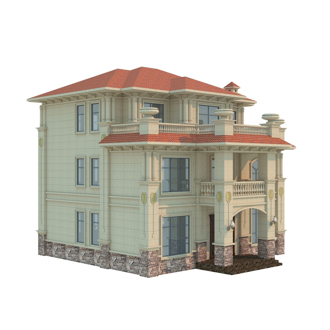 Luxury Villa 3D Model – High Poly Architectural Design, FBX & OBJ - View 4