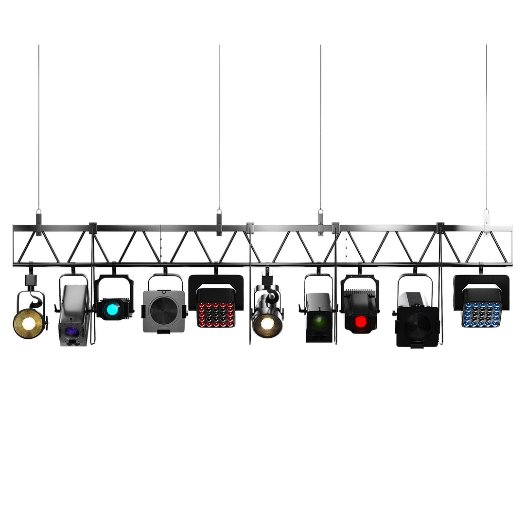 Soft Theater Farm 3D Model – Low Poly Lighting Equipment, OBJ - View 32