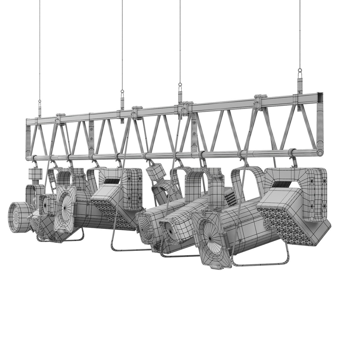 Soft Theater Farm 3D Model – Low Poly Lighting Equipment, OBJ - View 35