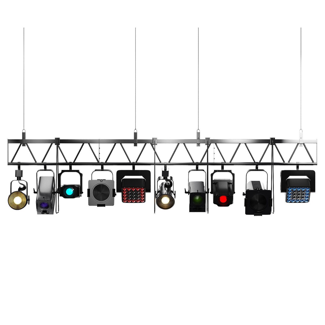 Soft Theater Farm 3D Model – Low Poly Lighting Equipment, OBJ - View 43