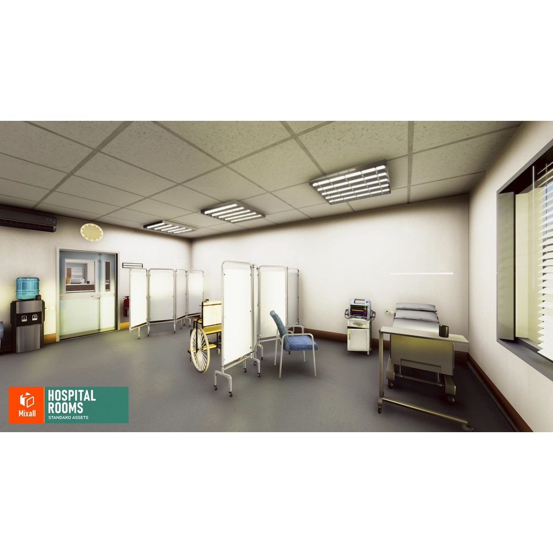 Hospital Room 3D Model – Standard Assets with Medical Equipment - View 12