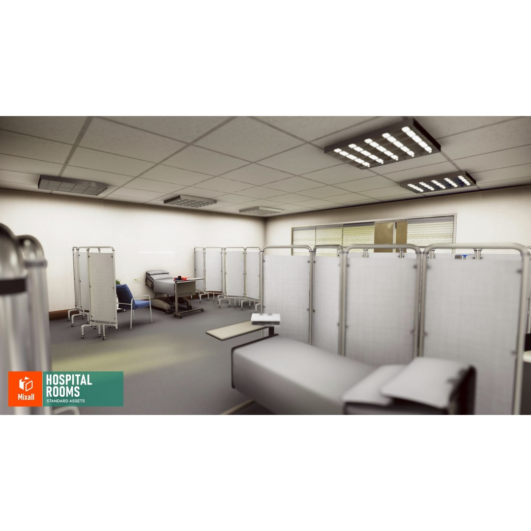 Hospital Room 3D Model – Standard Assets with Medical Equipment - View 3