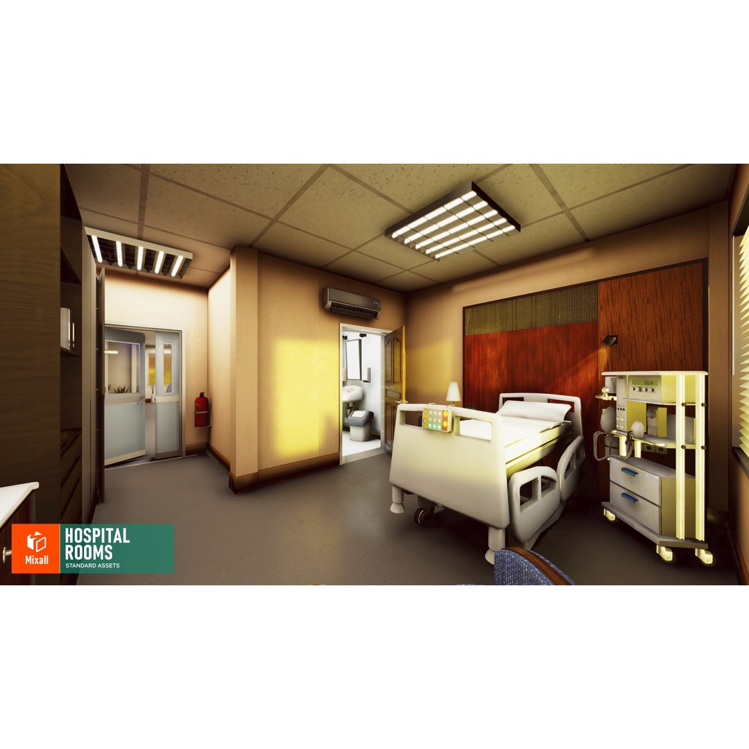Hospital Room 3D Model – Standard Assets with Medical Equipment - View 9