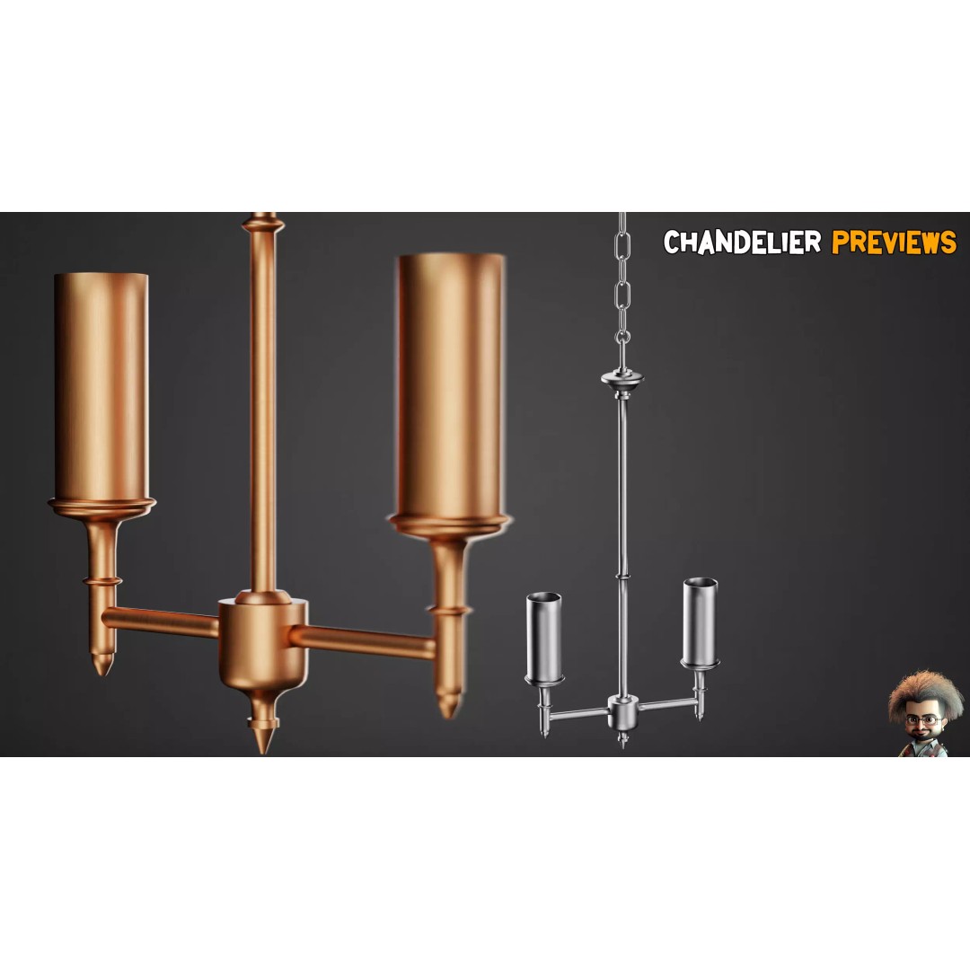 Ornamental Chandelier Base Mesh 3D Model – Low Poly, Game Ready, FBX