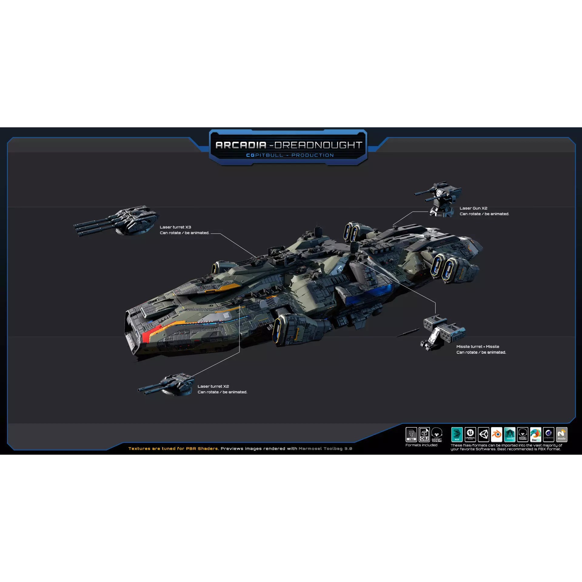 Starships Pack03 - Low-Poly Game-Ready 3D Model - View 10