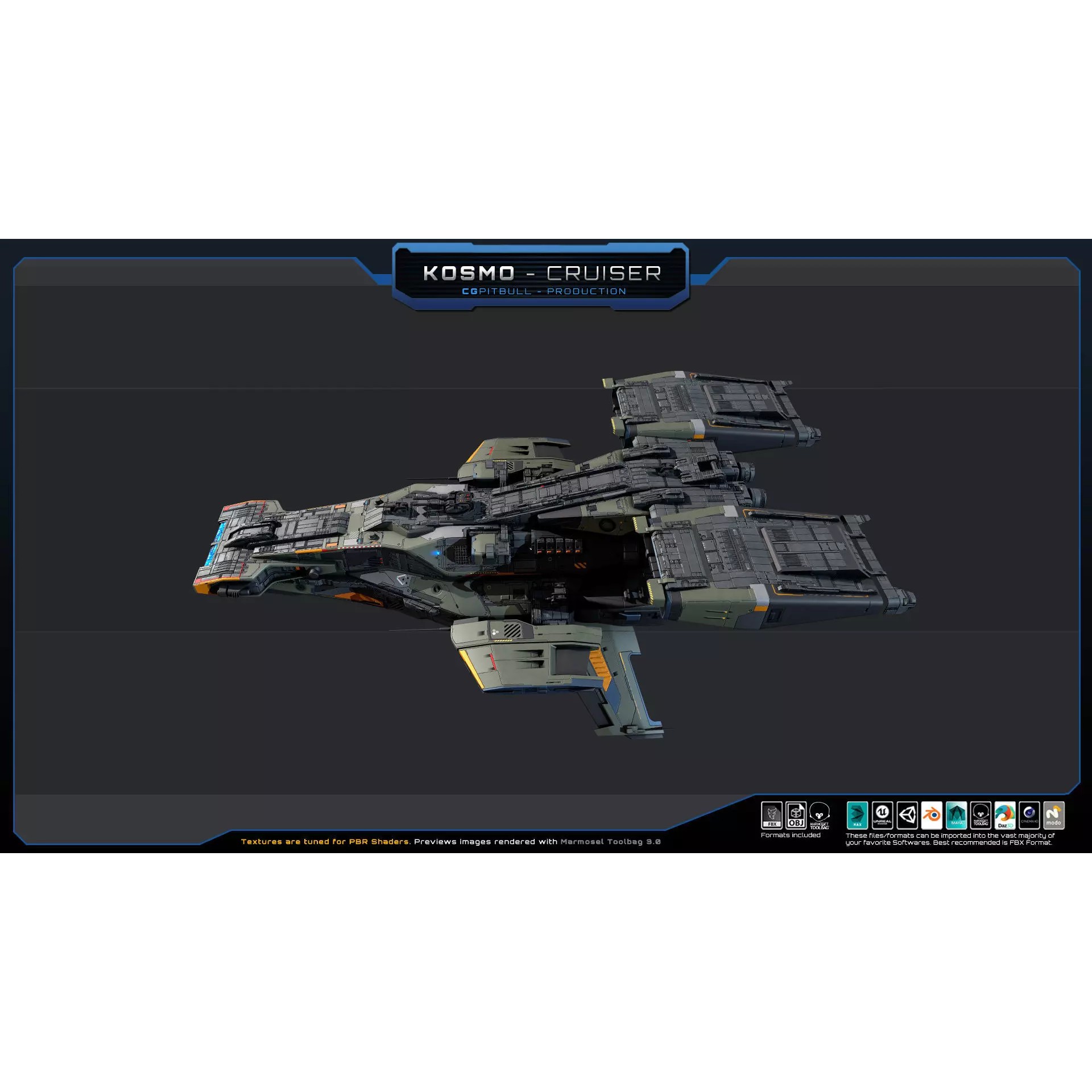 Starships Pack03 - Low-Poly Game-Ready 3D Model - View 17