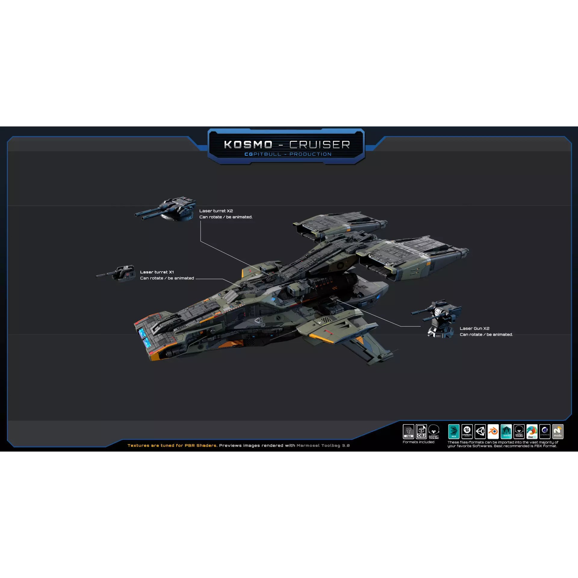 Starships Pack03 - Low-Poly Game-Ready 3D Model - View 19