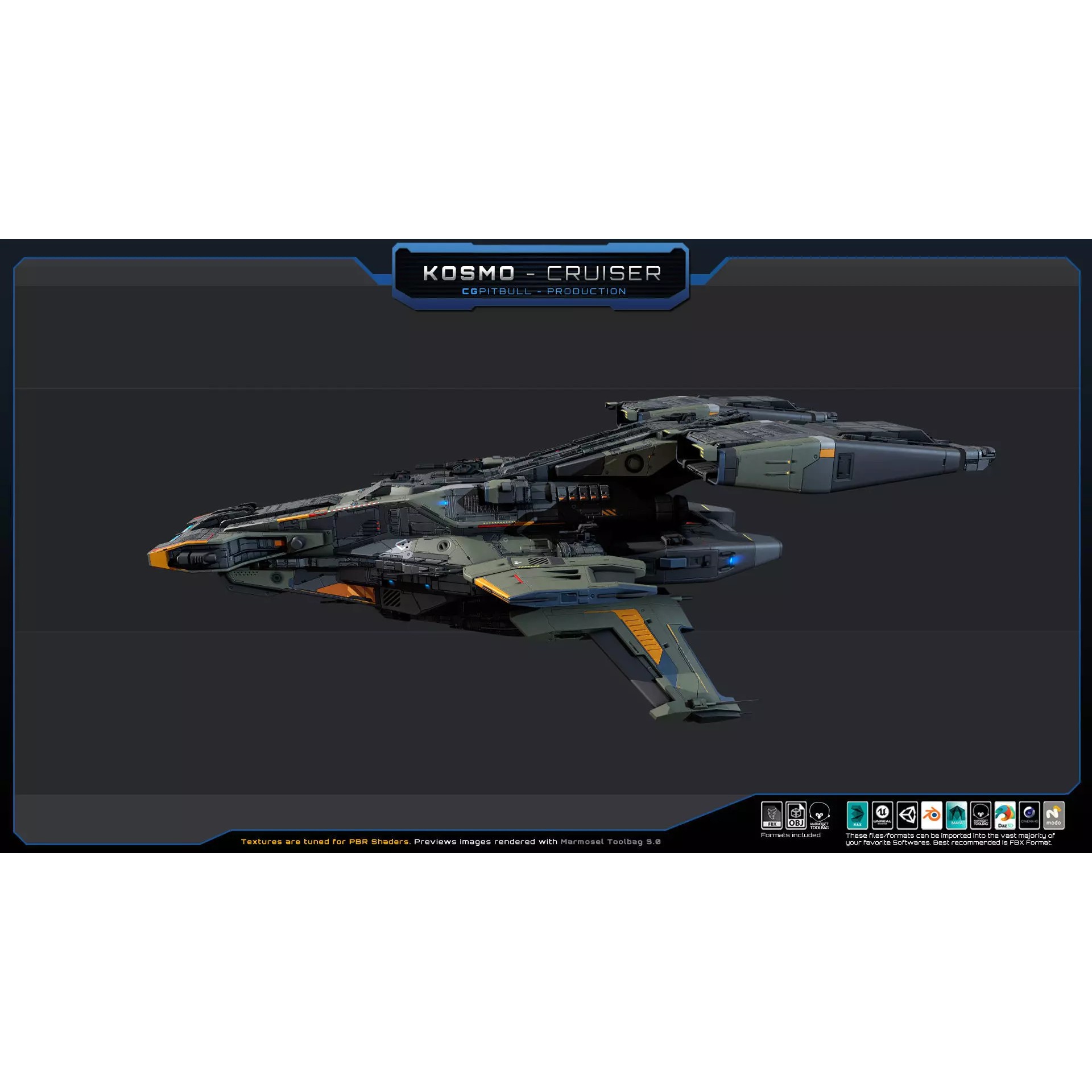 Starships Pack03 - Low-Poly Game-Ready 3D Model - View 20