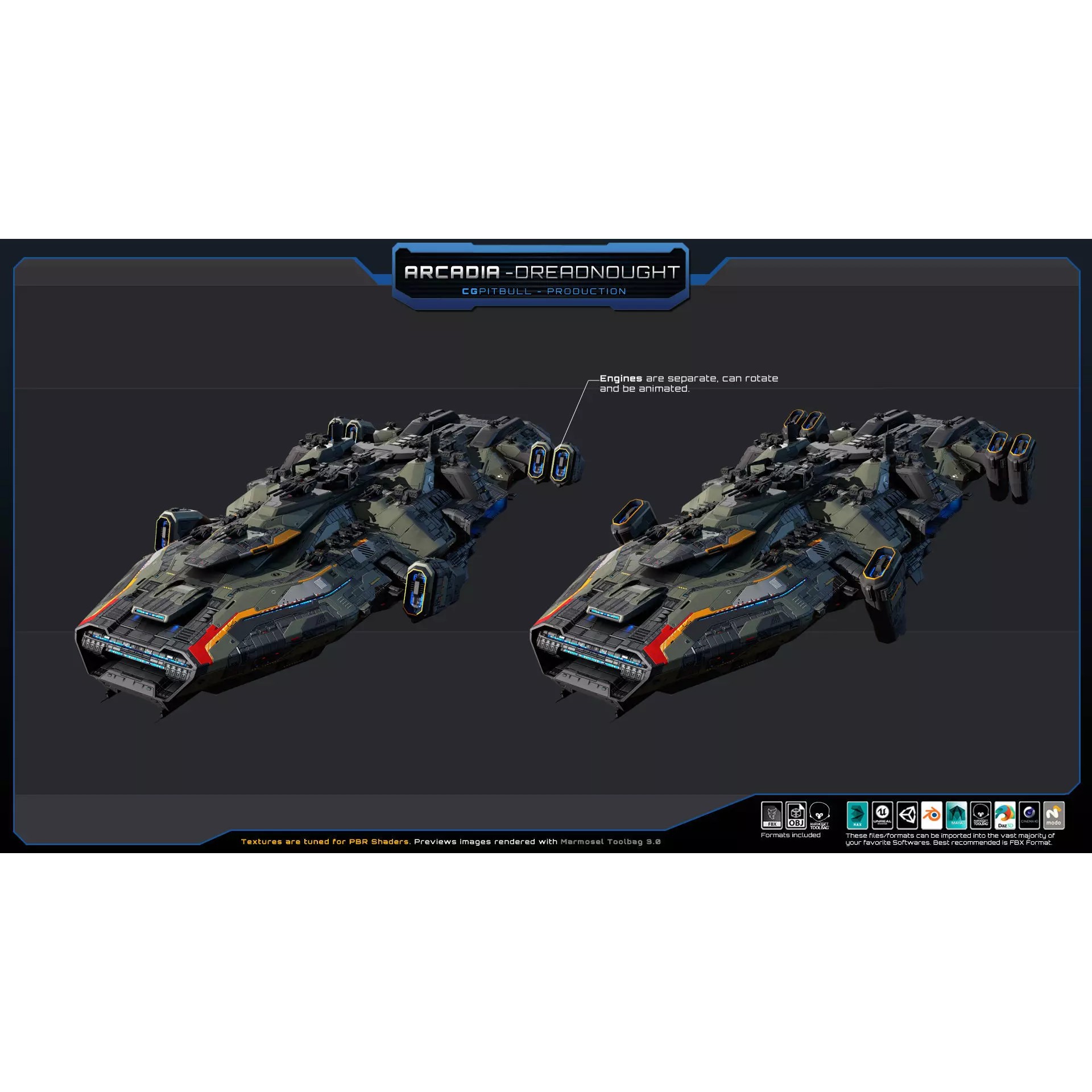 Starships Pack03 - Low-Poly Game-Ready 3D Model - View 5