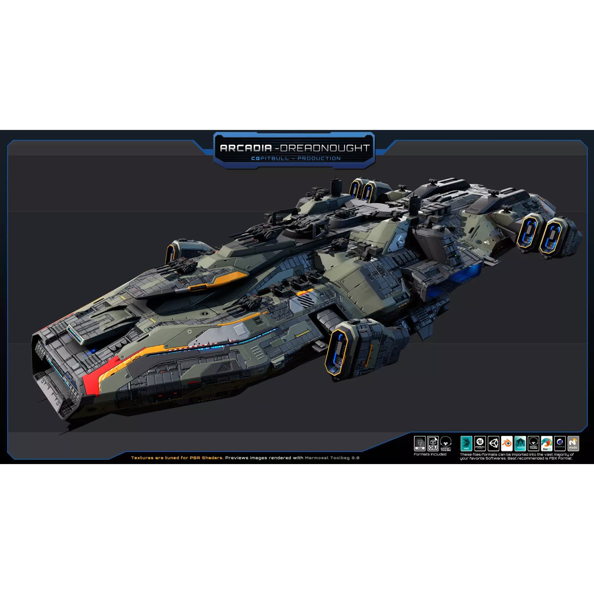 Starships Pack03 - Low-Poly Game-Ready 3D Model - View 7