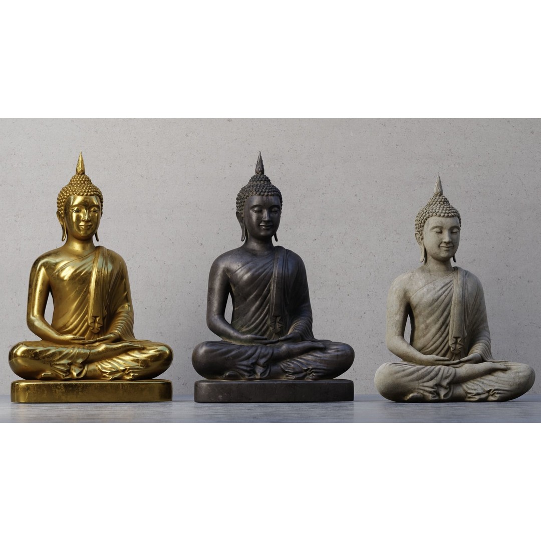 Thai Buddha Statue 3D Model – Low Poly PBR Asset for Games and Renders - View 14
