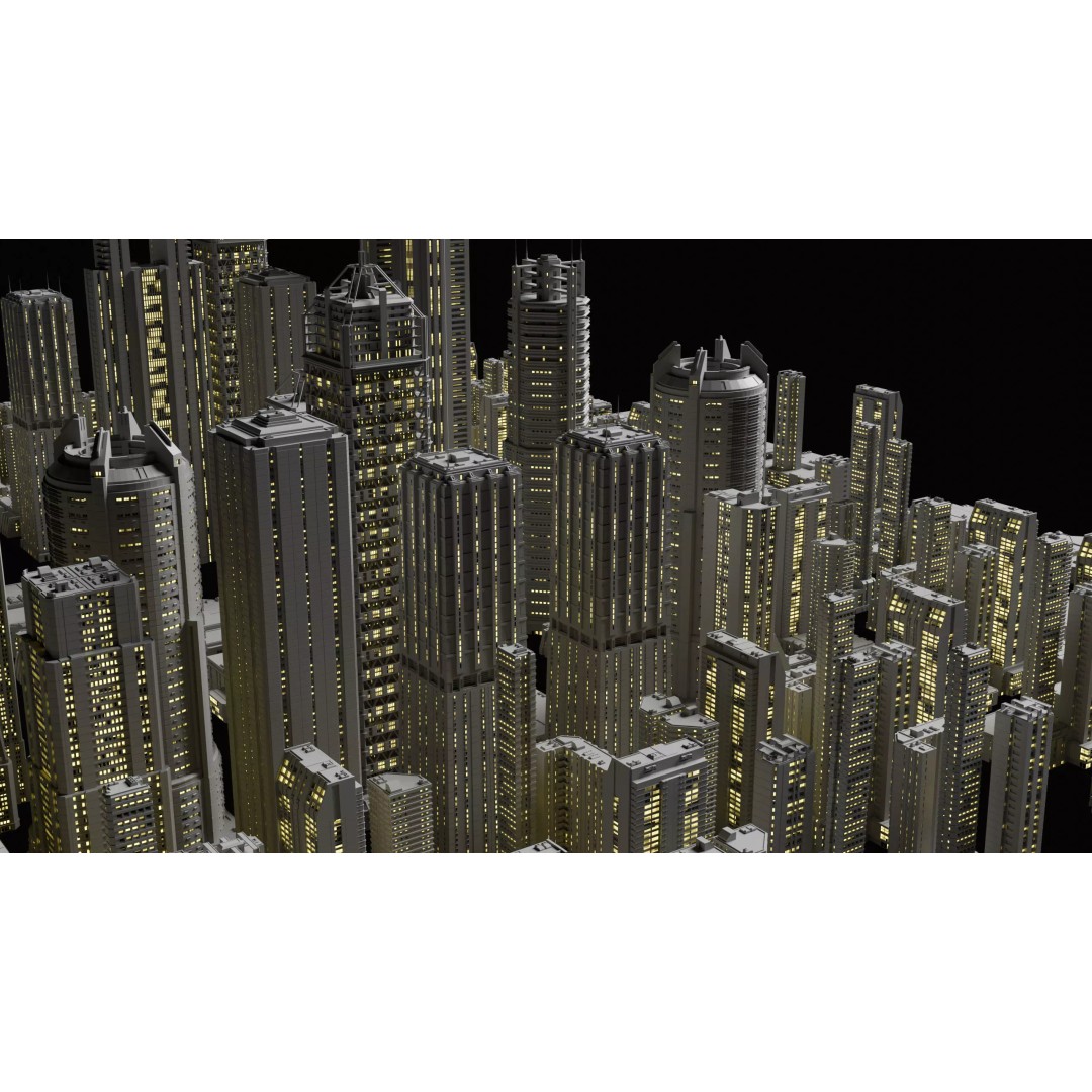 Sci-Fi Buildings 3D Model – Cyberpunk Style Low-Poly Pack, Blender & FBX - View 11