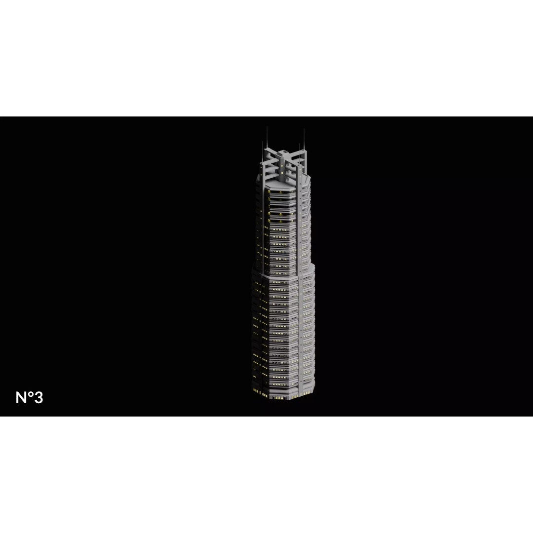 Sci-Fi Buildings 3D Model – Cyberpunk Style Low-Poly Pack, Blender & FBX - View 16