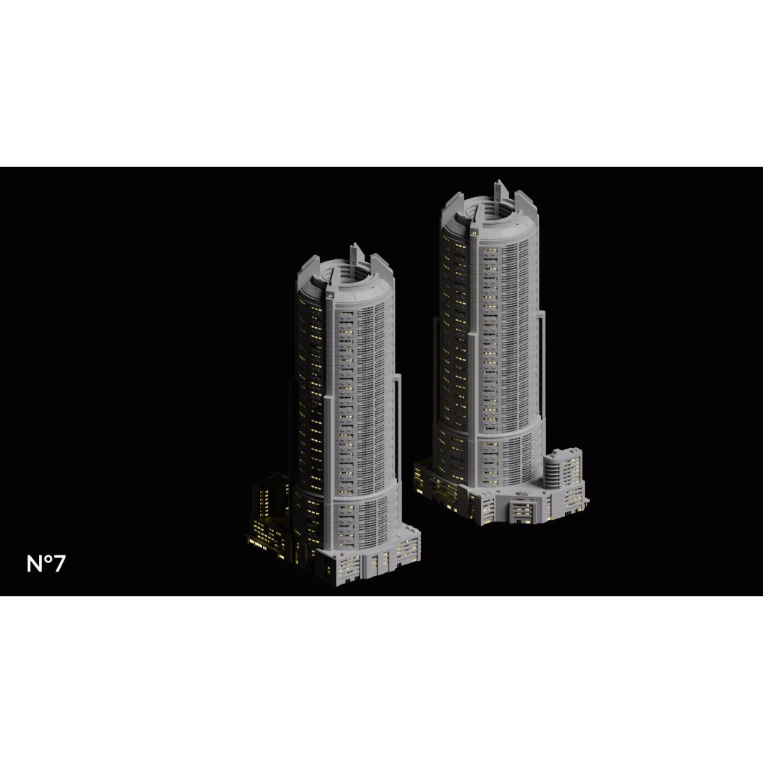 Sci-Fi Buildings 3D Model – Cyberpunk Style Low-Poly Pack, Blender & FBX - View 20