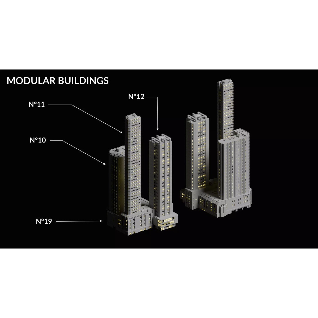 Sci-Fi Buildings 3D Model – Cyberpunk Style Low-Poly Pack, Blender & FBX - View 4