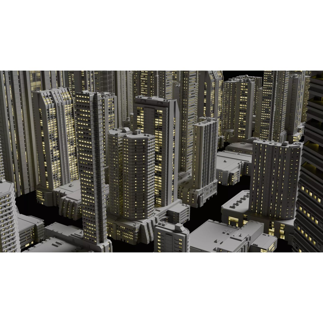 Sci-Fi Buildings 3D Model – Cyberpunk Style Low-Poly Pack, Blender & FBX - View 9