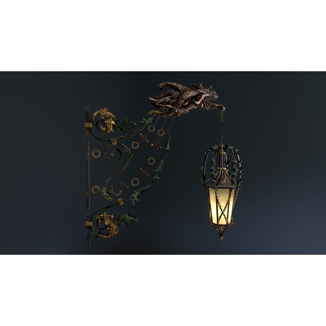 Victorian Street Light Cat 3D Model – Low Poly Game Asset, FBX