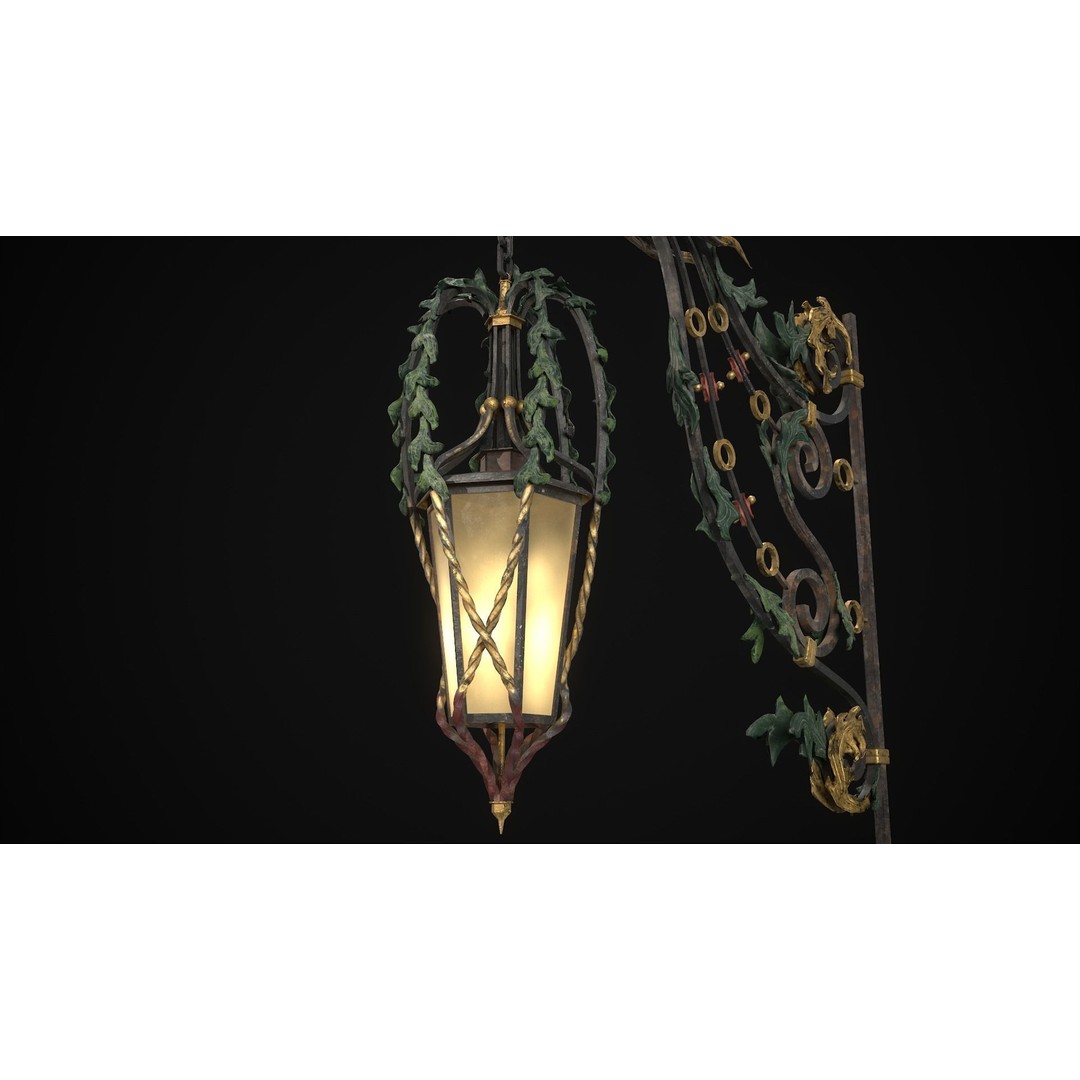 Victorian Street Light Cat 3D Model – Low Poly Game Asset, FBX - View 15