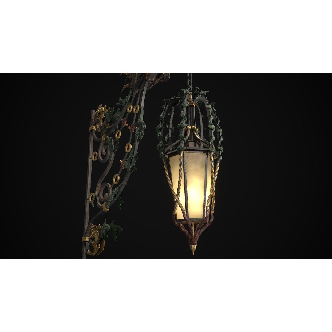 Victorian Street Light Cat 3D Model – Low Poly Game Asset, FBX - View 16