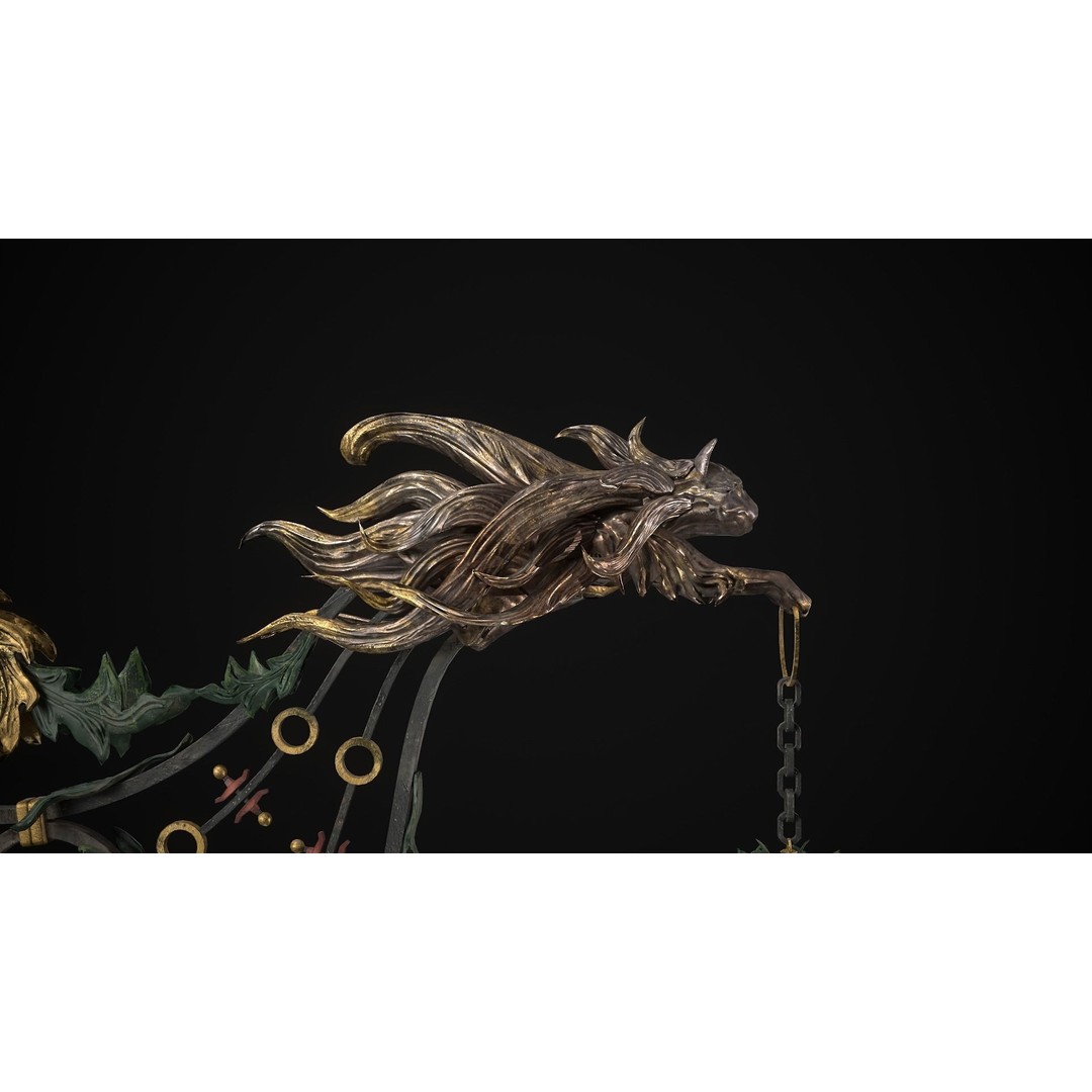 Victorian Street Light Cat 3D Model – Low Poly Game Asset, FBX - View 17