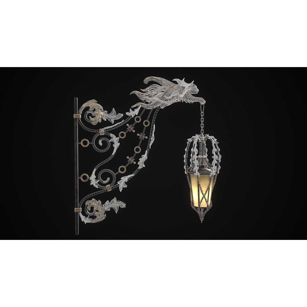 Victorian Street Light Cat 3D Model – Low Poly Game Asset, FBX - View 18