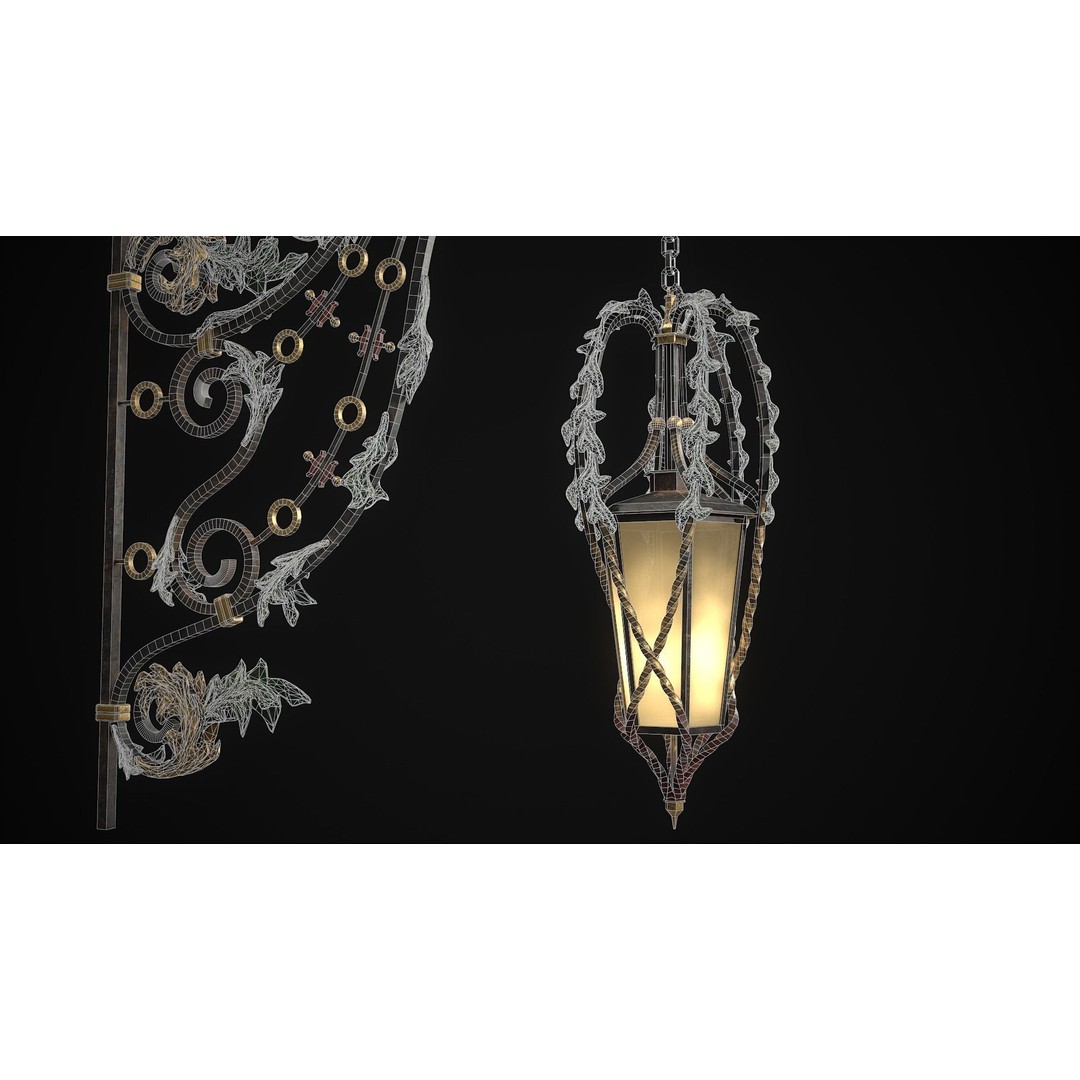 Victorian Street Light Cat 3D Model – Low Poly Game Asset, FBX - View 19