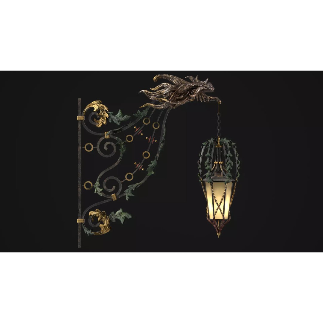 Victorian Street Light Cat 3D Model – Low Poly Game Asset, FBX - View 2