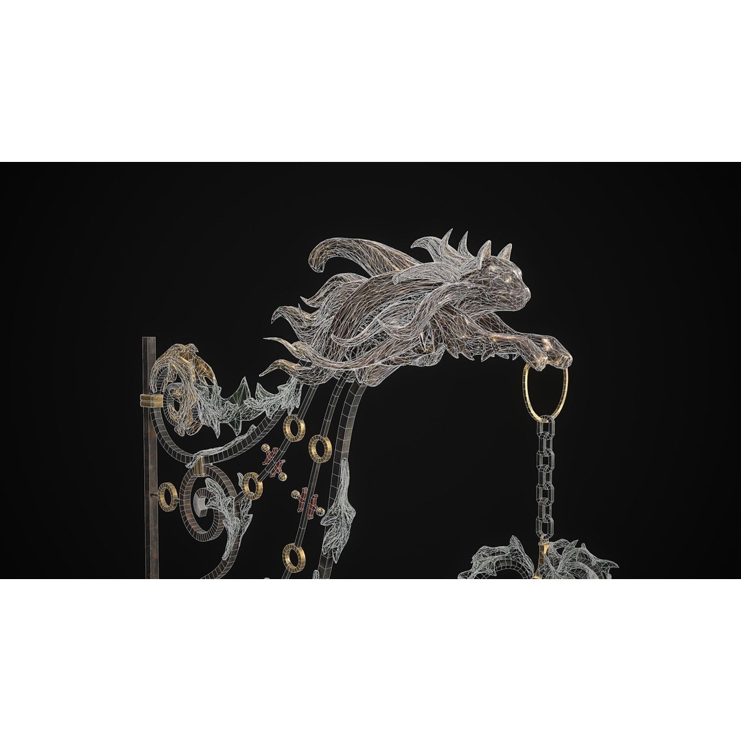 Victorian Street Light Cat 3D Model – Low Poly Game Asset, FBX - View 20