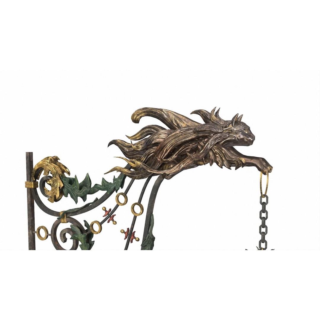 Victorian Street Light Cat 3D Model – Low Poly Game Asset, FBX - View 23