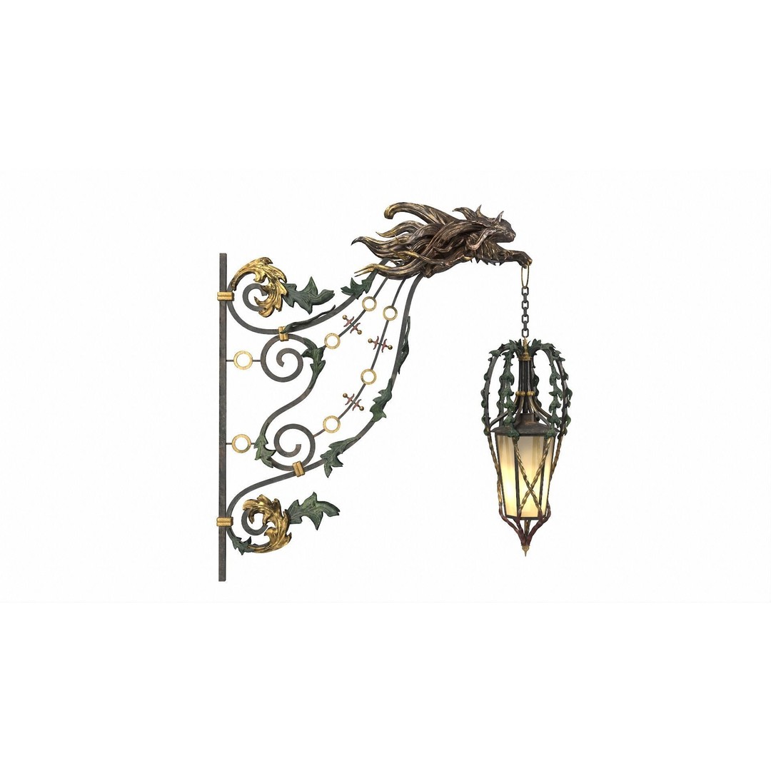 Victorian Street Light Cat 3D Model – Low Poly Game Asset, FBX - View 24